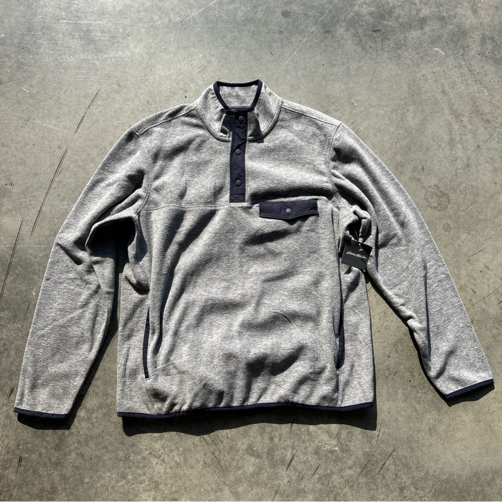 NWT Eddie Bauer Heather Gray Fleece Pullover - Large